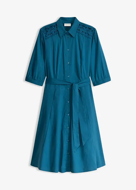 Overhemdjurk met kant en strikceintuur, bonprix