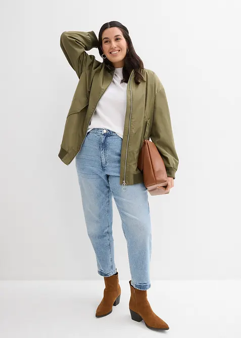 High waist mom jeans, low stretch, cropped, bonprix