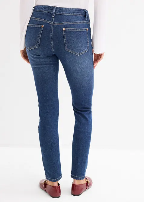 Skinny jeans mid waist, biologisch katoen, bonprix