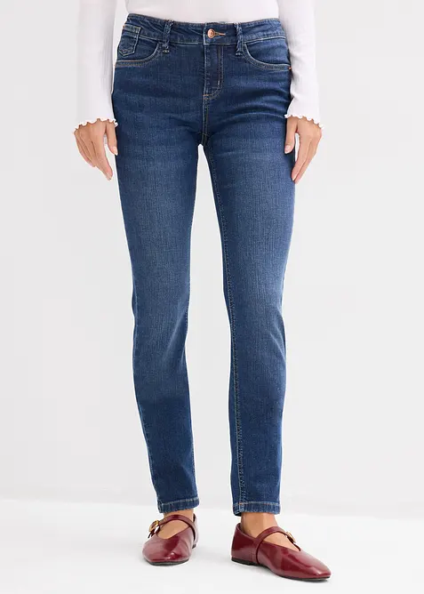 Skinny jeans mid waist, biologisch katoen, bonprix