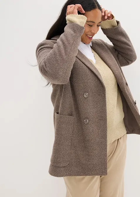 Korte jas in wollen look, bonprix
