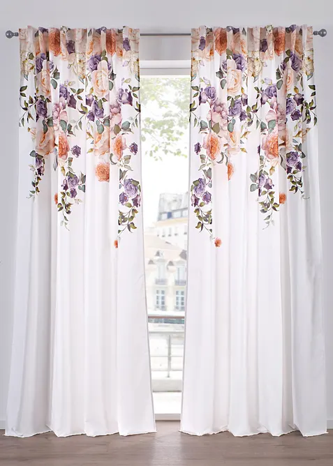 Gordijn met bloemenprint (2 stuks), bonprix