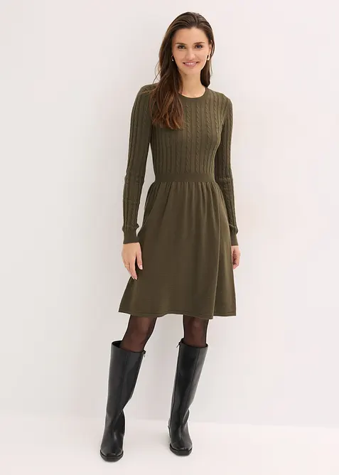 Gebreide jurk in een viscosemix, bonprix