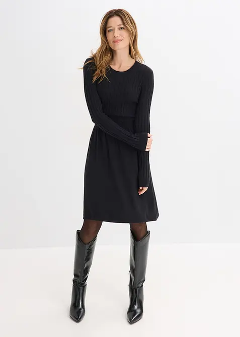 Gebreide jurk in een viscosemix, bonprix