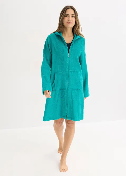 Frott&eacute; badjas met ritssluiting van biologisch katoen, bonprix