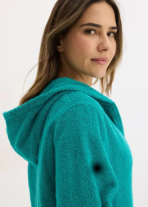 Frott&eacute; badjas met ritssluiting van biologisch katoen, bonprix