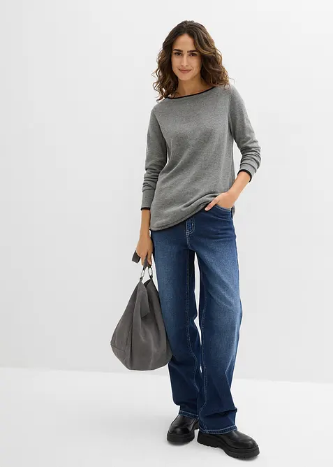 Fijn gebreide trui van katoenmix, bonprix