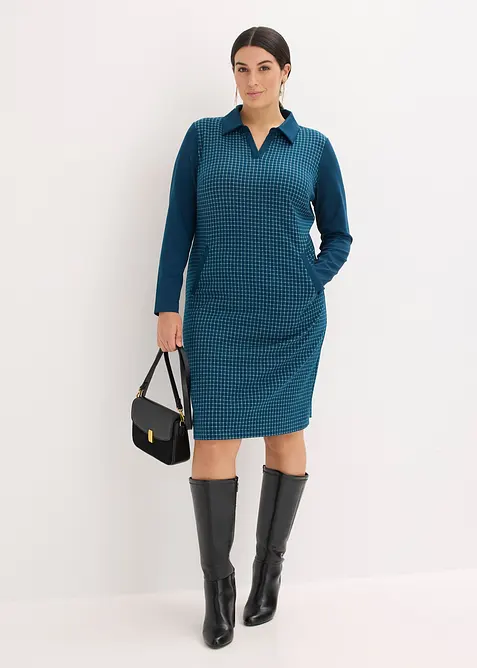 Jacquard jurk met contrasterende kraag, bonprix