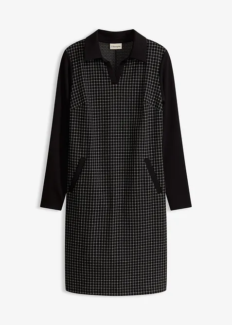 Jacquard jurk met contrasterende kraag, bonprix
