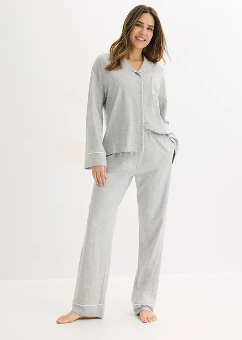 Pyjama met viscose en knoopsluiting, bonprix