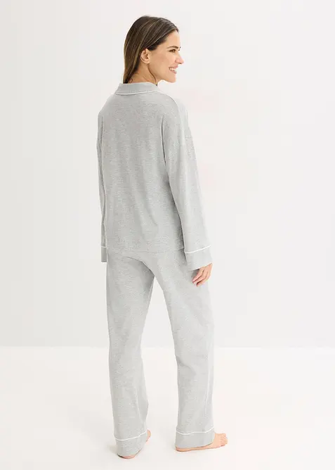 Pyjama met viscose en knoopsluiting, bonprix