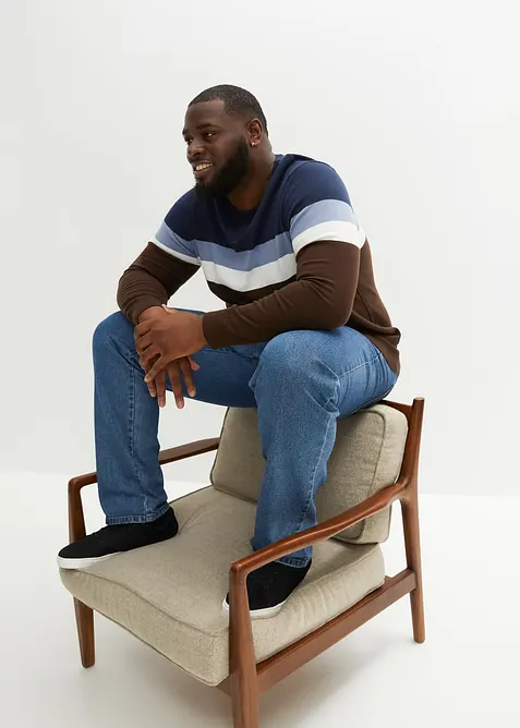 Fijn gebreide trui met colourblocking en katoen, bonprix