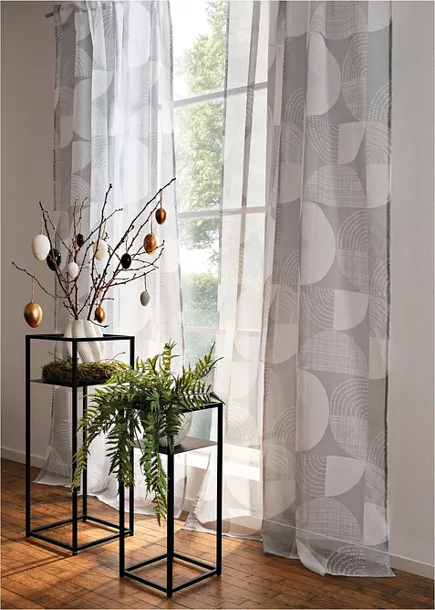 Transparant gordijn met print (1 stuk), bonprix