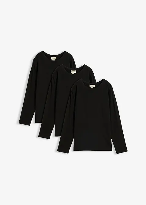 Longsleeve van biologisch katoen (set van 3), bonprix