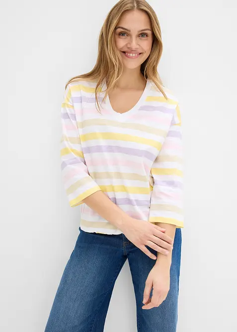 Slub shirt van biologisch katoen, 3/4 mouwen, bonprix