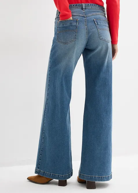 Wide leg jeans mid waist, full length, bonprix