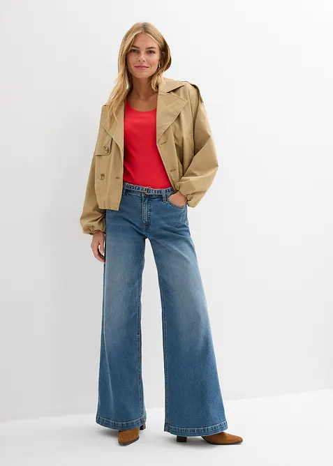Wide leg jeans mid waist, full length, bonprix