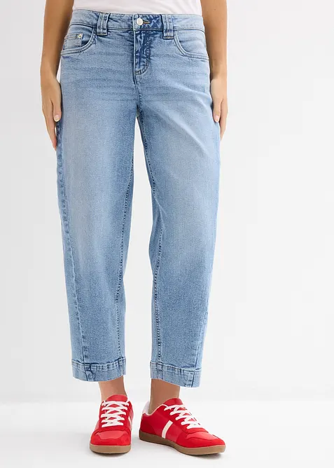 Barrel jeans mid waist, cropped, bonprix
