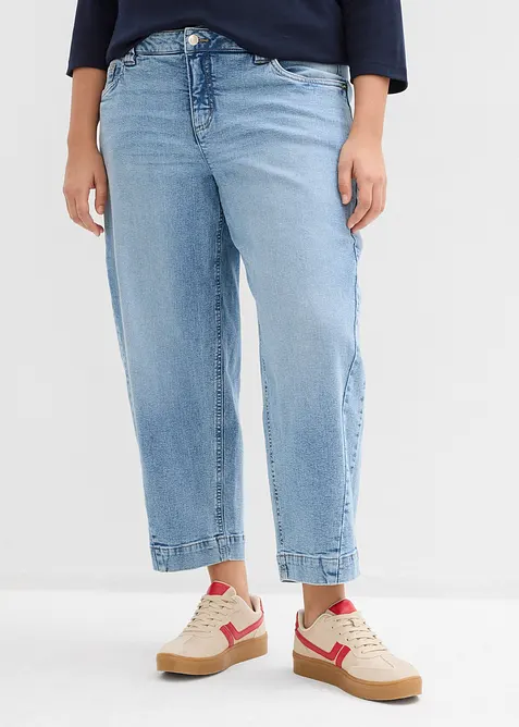 Barrel jeans mid waist, cropped, bonprix