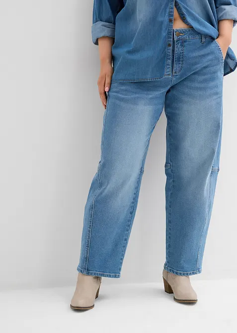 Barrel jeans mid waist, bonprix