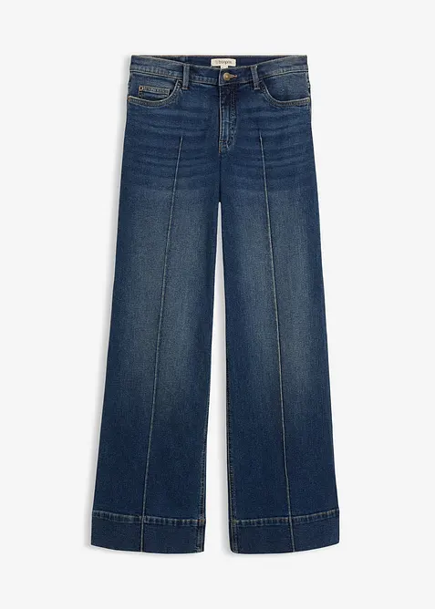 Wide leg jeans mid waist, full length, bonprix