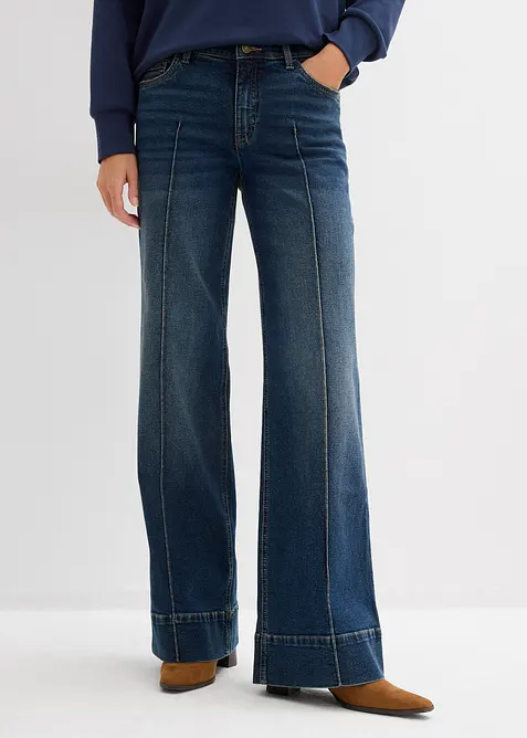 Wide leg jeans mid waist, full length, bonprix