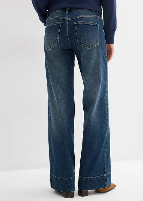 Wide leg jeans mid waist, full length, bonprix