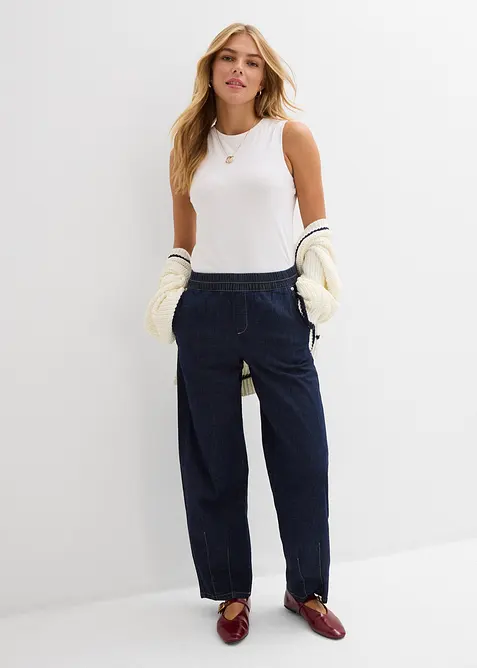 Barrel jeans mid waist met comfortband, bonprix