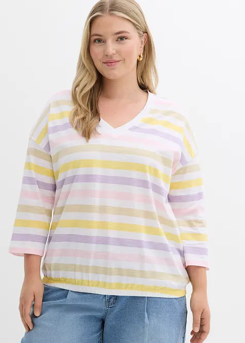 Slub shirt van biologisch katoen, 3/4 mouwen, bonprix