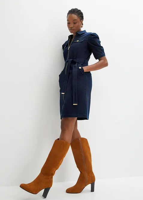 Spijkerjurk met ritssluiting, bonprix