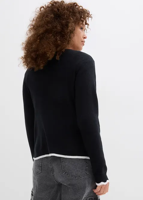 Gebreid shirt met contrasterende onderrand, bonprix