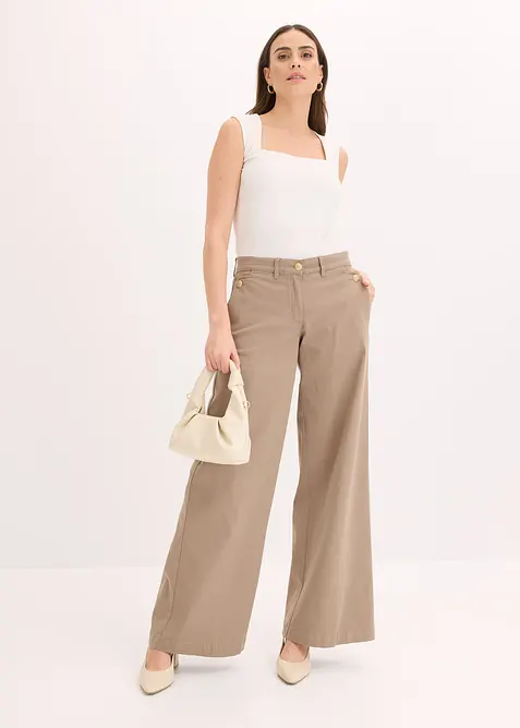 Wide leg broek met stretch, bonprix