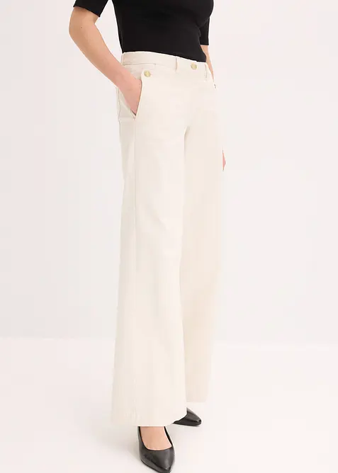 Wide leg broek met stretch, bonprix