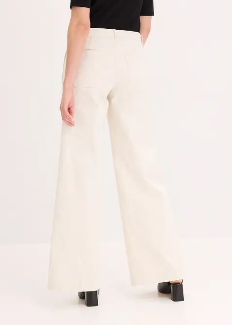 Wide leg broek met stretch, bonprix
