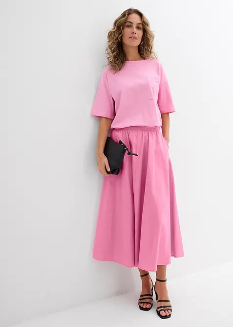 Midi rok in een elastische katoenmix, bonprix