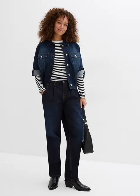 Barrel stretch jeans, mid waist, bonprix