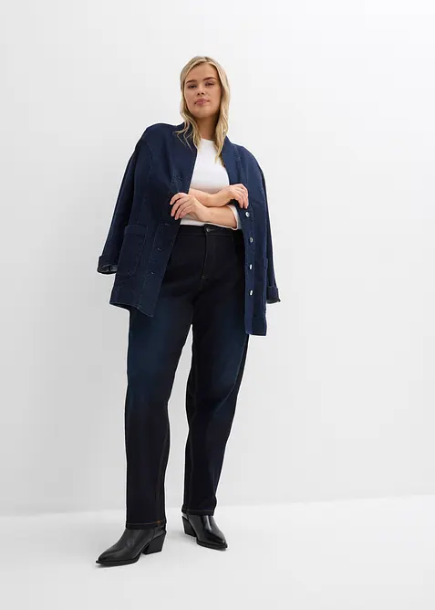 Barrel stretch jeans, mid waist, bonprix