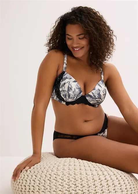 Voorgevormde bh van bedrukt satijn, bonprix