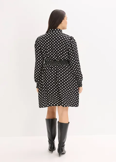 Jurk met strikkraag van soepel satijn, bonprix