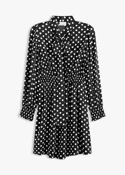 Jurk met strikkraag van soepel satijn, bonprix