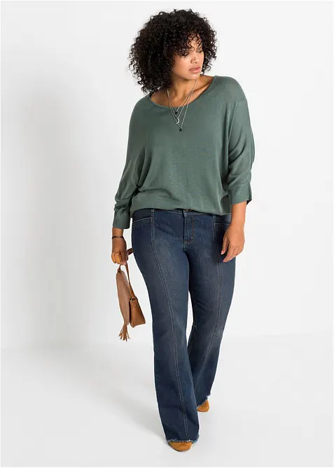 Fijnebreide trui met 3/4 mouwen, bonprix