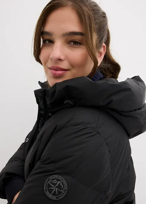 Lange donsjas met gedessineerde voering, waterafstotend, bonprix