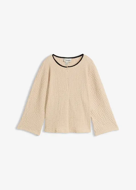 Oversized shirt met biezen in contrastkleur, bonprix