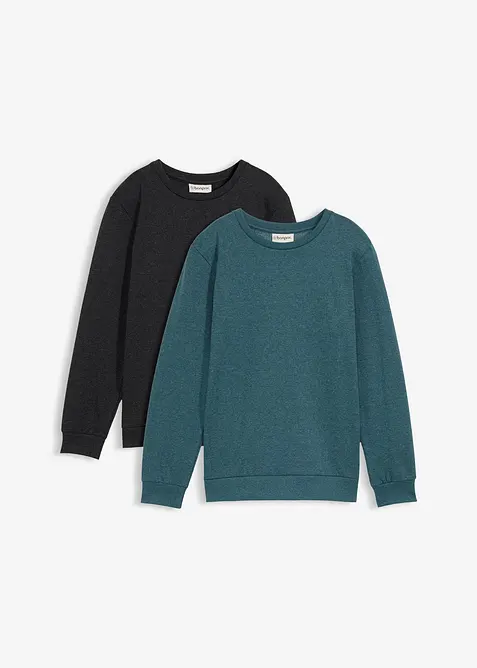 Sweatshirt van zachte katoenmix (set van 2), bonprix