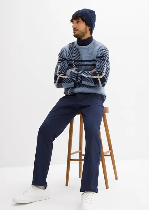 Regular fit stretch chino met comfortabele tailleband en met riem, straight, bonprix