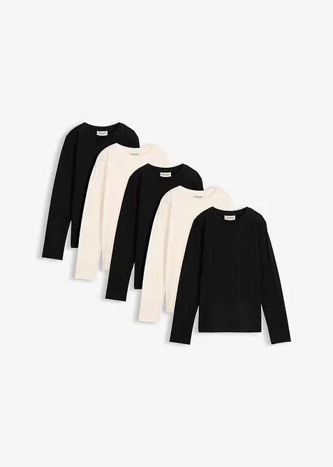 Longsleeve van puur biologisch katoen ( set van 5), bonprix