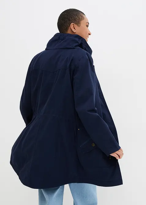 Korte katoenen parka met opstaande kraag, getailleerd, bonprix