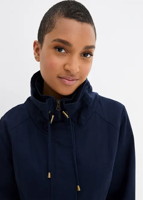 Korte katoenen parka met opstaande kraag, getailleerd, bonprix