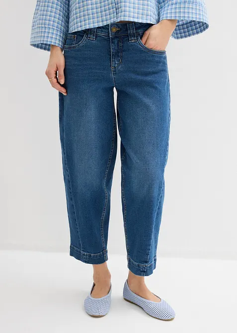 Barrel jeans mid waist, cropped, bonprix