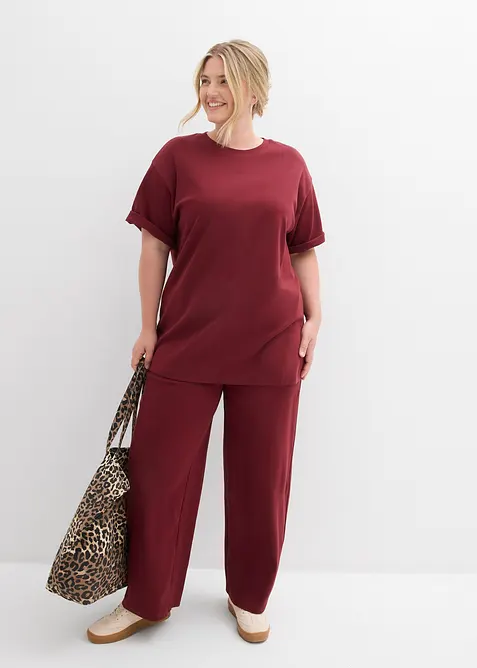 Wijde jersey broek van interlock, bonprix